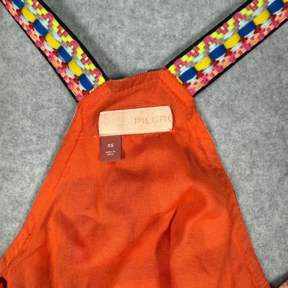 Pilcro Anthropologie Boho Hippie Patchwork Peplum Halter Cami Top Multi Color XS - Picture 3 of 8